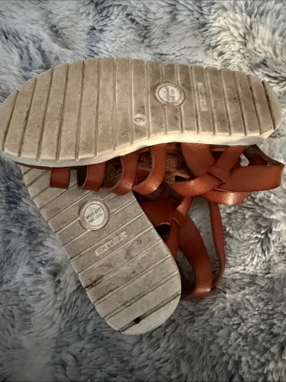 Girl's wonder nation Brown Multi-Strap Gladiator Sandals
